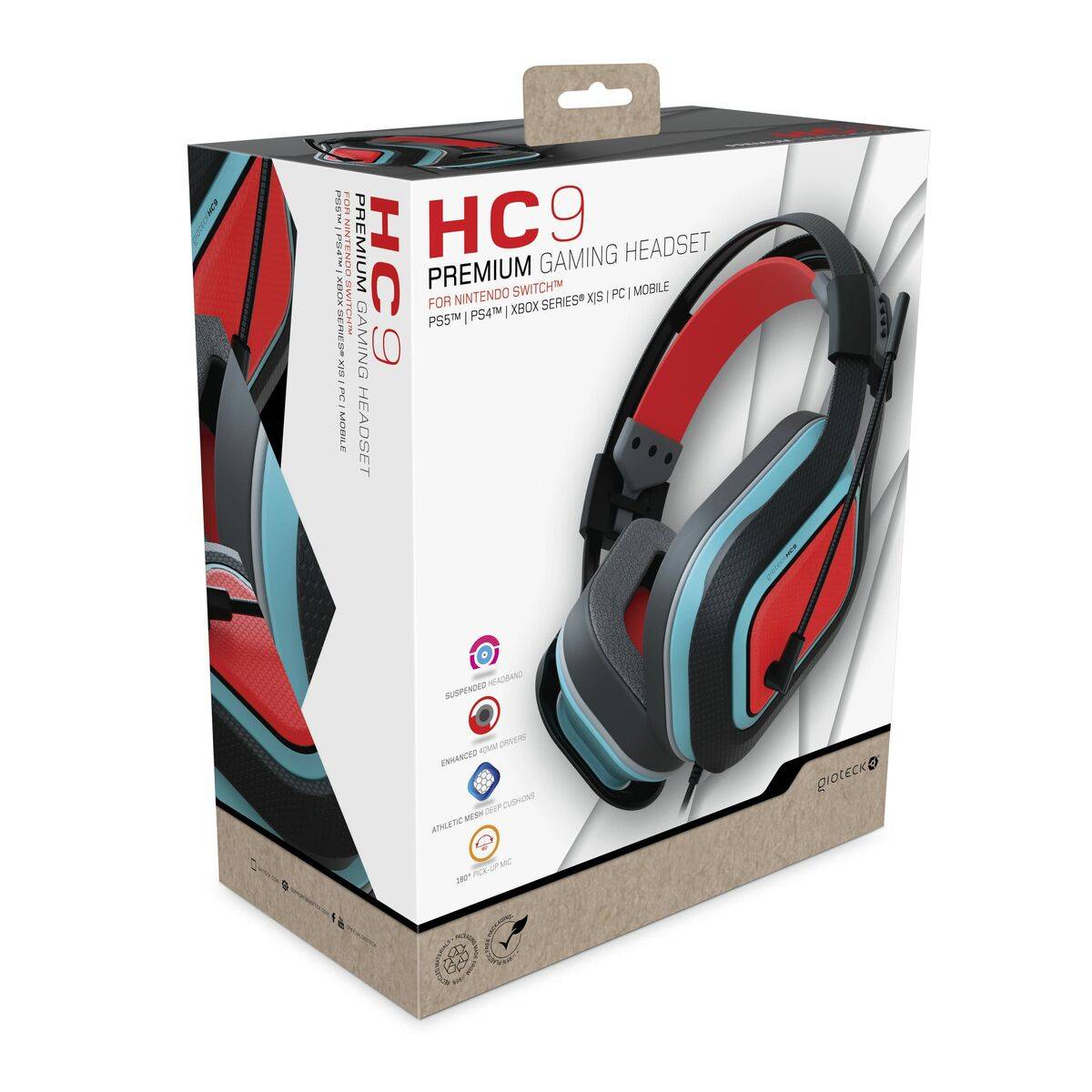 Gioteck HC9 Auricolare Cablato A Padiglione Gaming Rosso-1