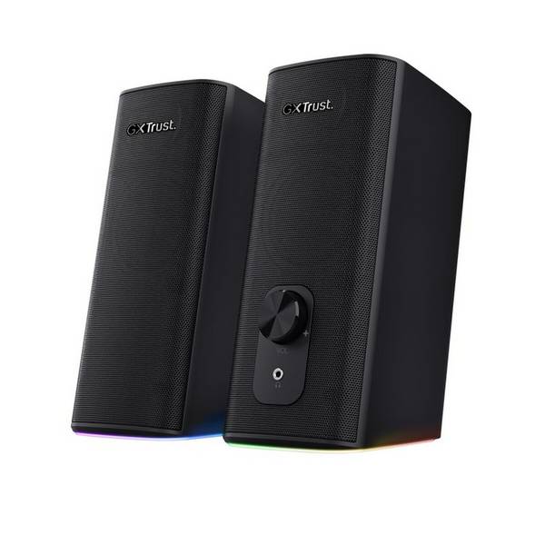Trust gxt612 cetic 2.0 rgb coppia di speaker doppia connessione bluetooth + jack 3,5mm 9w rms illuminazione rgb nero