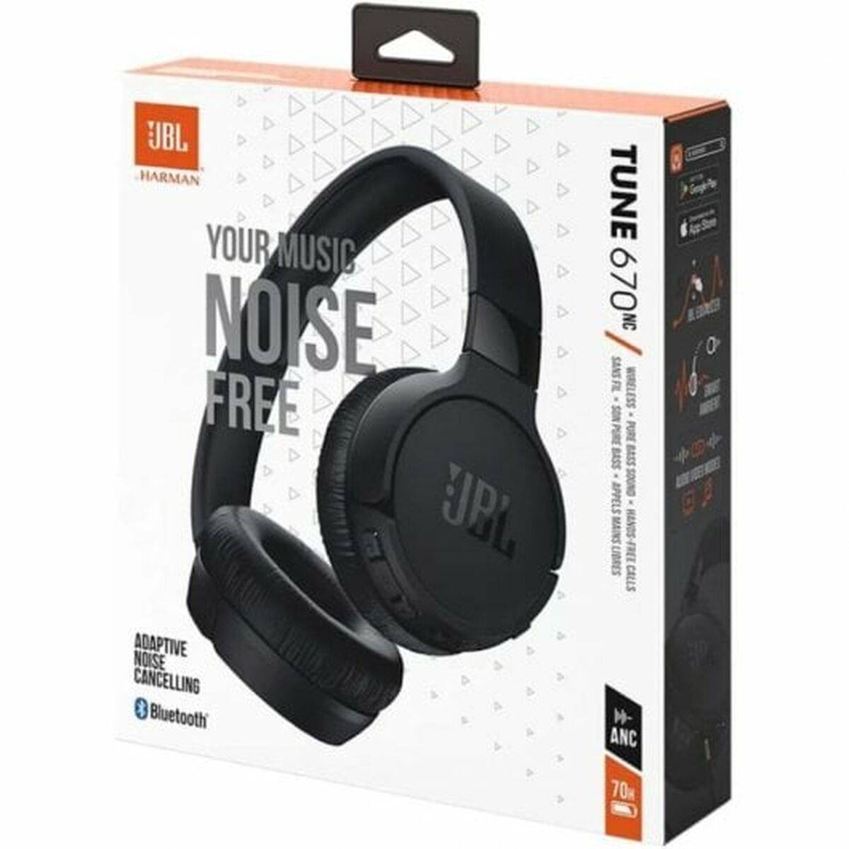 Jbl tune 670 nc auricolare con cavo e senza cavo a padiglione musica e chiamate usb tipo-c bluetooth nero-1