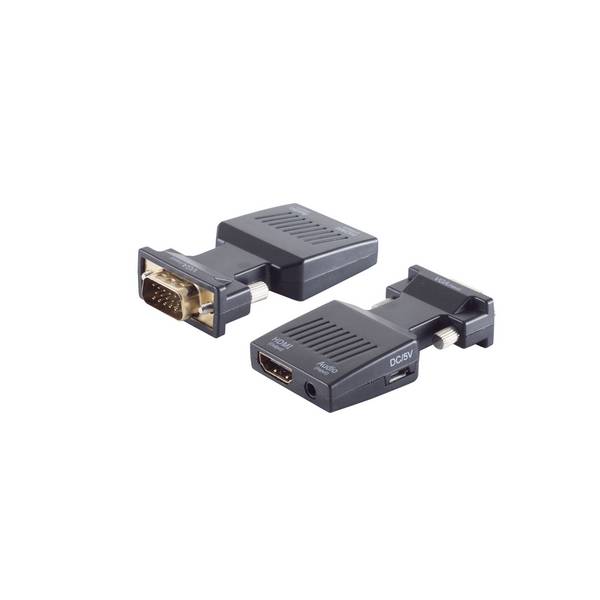 S/CONN maximum connectivity Adapter, VGA Stecker auf HDMI-A Buchse + 3,5mm Klinken Buchse, 1080p (10-01005)