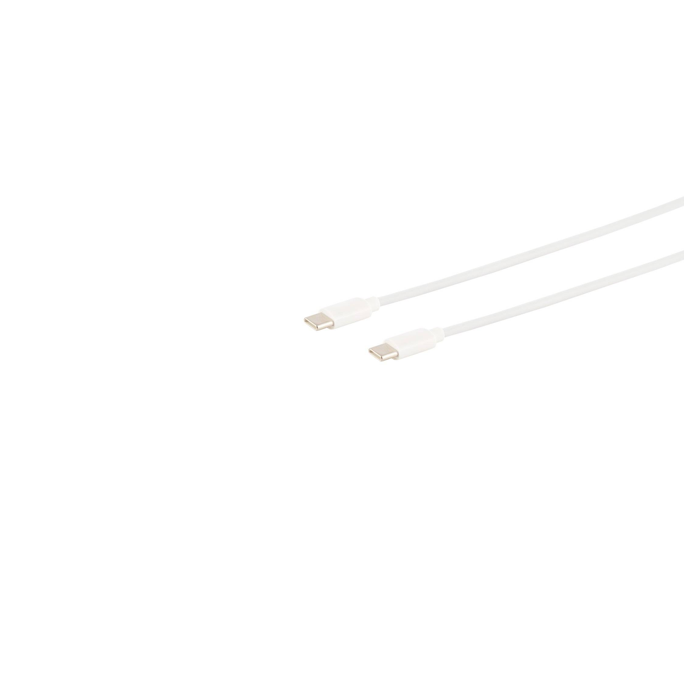 S/CONN maximum connectivity USB Lade-Sync Kabel, USB C Stecker auf USB-C Stecker, 2.0, ABS, weiß, 0,5m (14-12050)