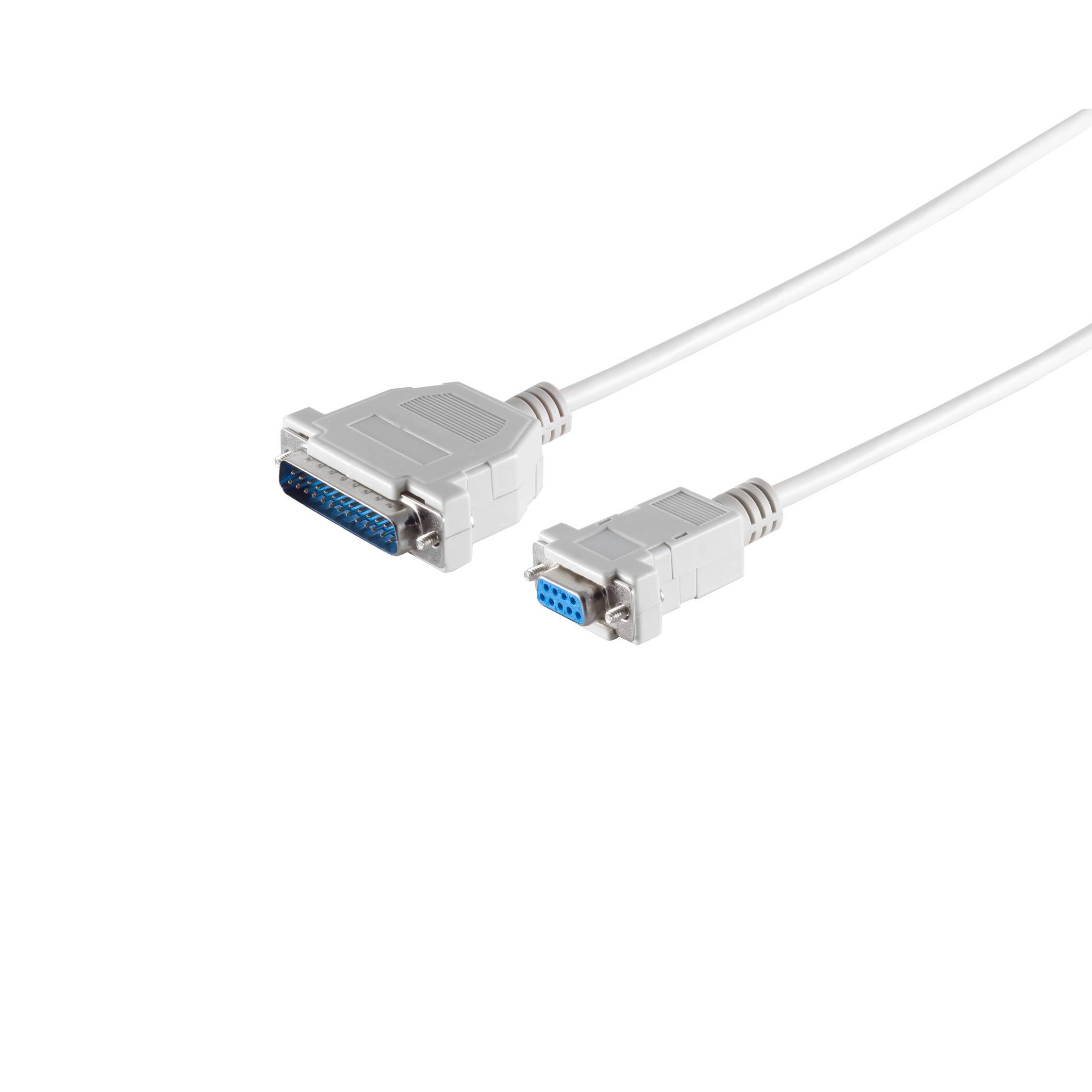 S/CONN maximum connectivity Modem-Kabel, 9-pol. Sub D-Kupplung auf 25-pol. Sub D-Stecker, Modem diagram, 9-adrig, mit Sc-0