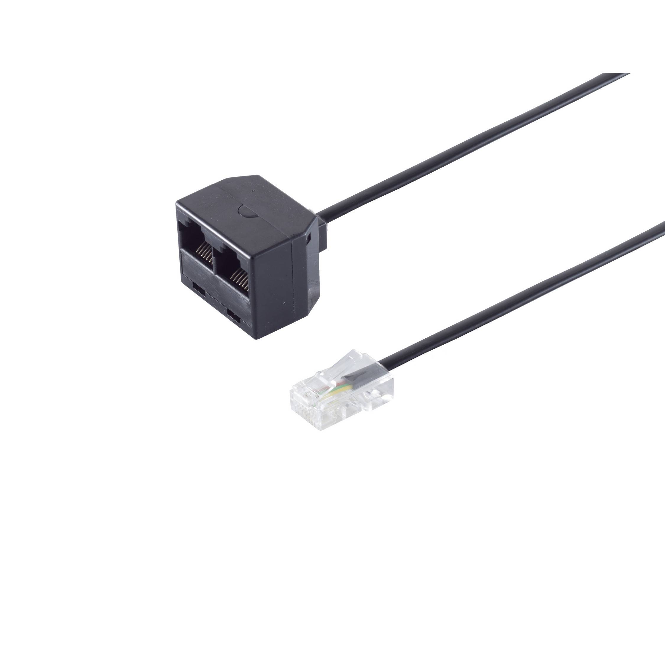 S/CONN maximum connectivity Adapter Modular Verbinder-Western-Stecker 6/4 auf 2 Western-Kupplung 6/4, 0,1m (71231-)-0