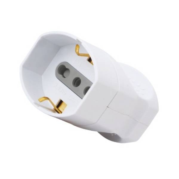 Presa elettrica volante schuko + bipasso 10-16A bianca Elcart