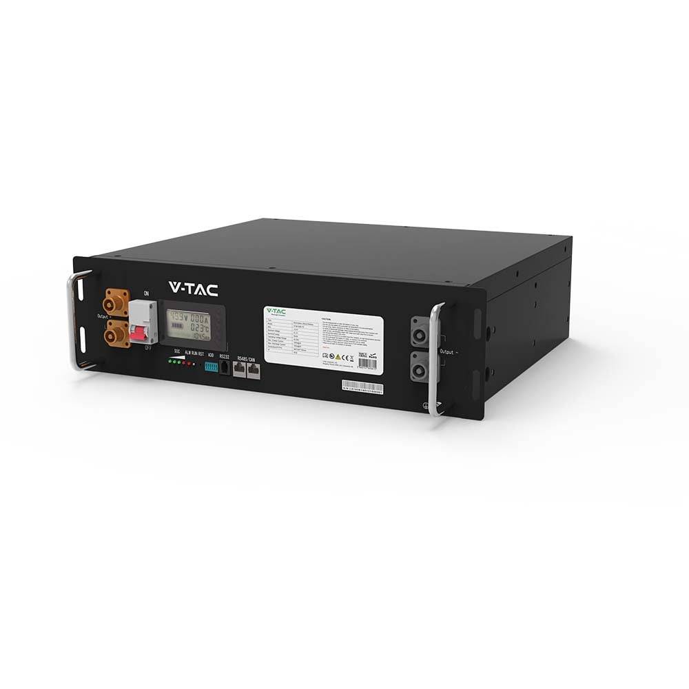 V-TAC Batteria di Accumulo Rack LV 5.12kWh LFP 51.2V 100Ah 100A Nera CEI 0-21-0