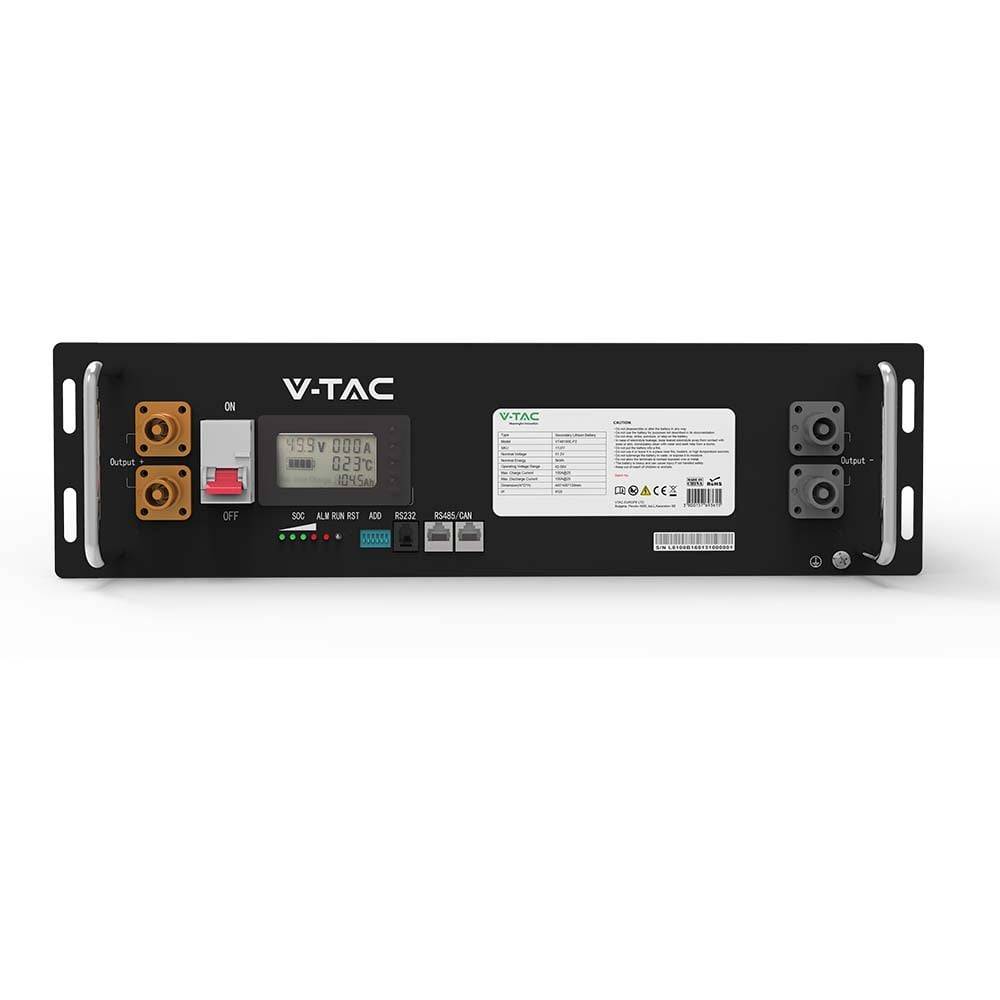 V-TAC Batteria di Accumulo Rack LV 5.12kWh LFP 51.2V 100Ah 100A Nera CEI 0-21-1
