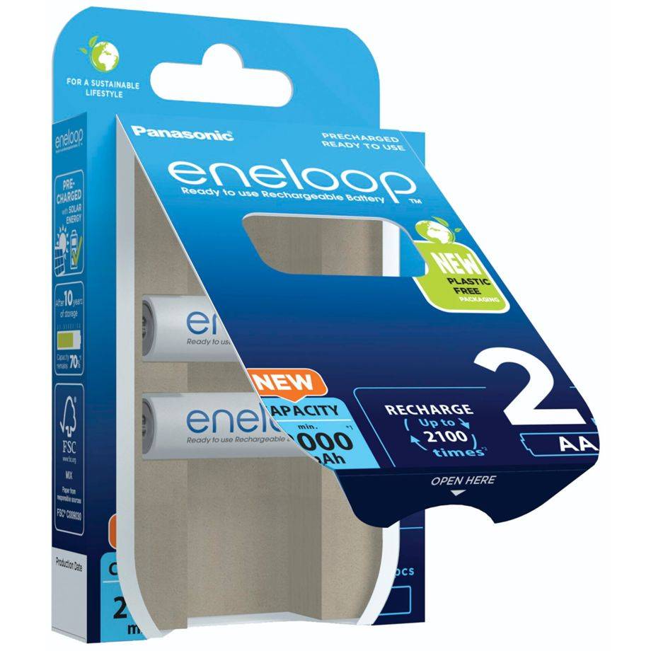 Batteria ricaricabile Panasonic eneloop, precaricata, blister (confezione da 2) BK-3MCDE/2BE NiMH, Mignon, AA, HR06,...-2