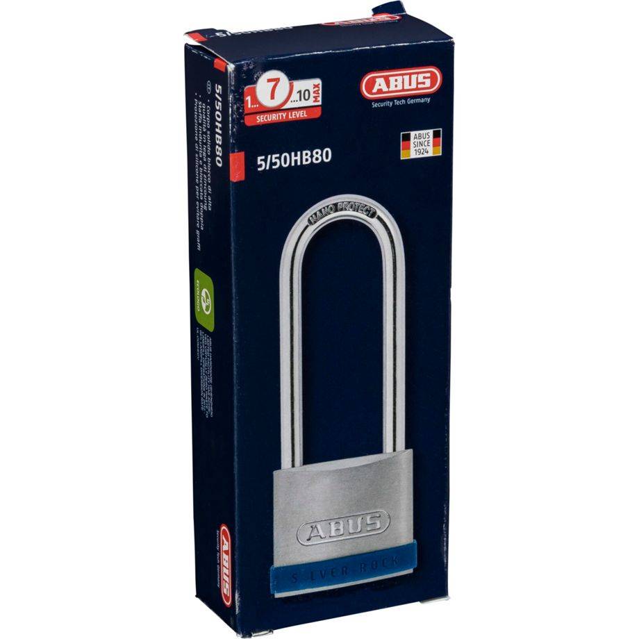 ABUS 5/50HB80 KD - Herkömmliches Vorhängeschloss - Tastensperre - Unterschiedliche Schließung - Silber - Zink - Gehärtet-1