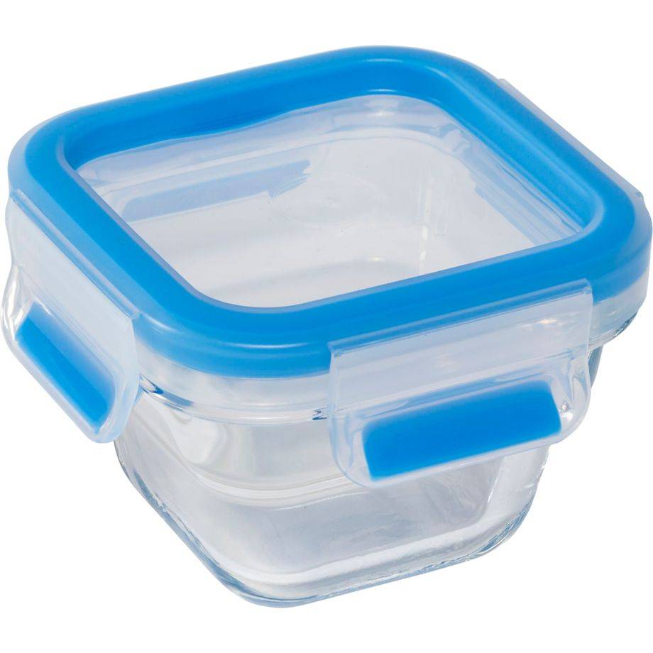 Emsa N10507 Clip & Close contenitori in vetro per alimenti, set da 3 pezzi, trasparente/blu-1