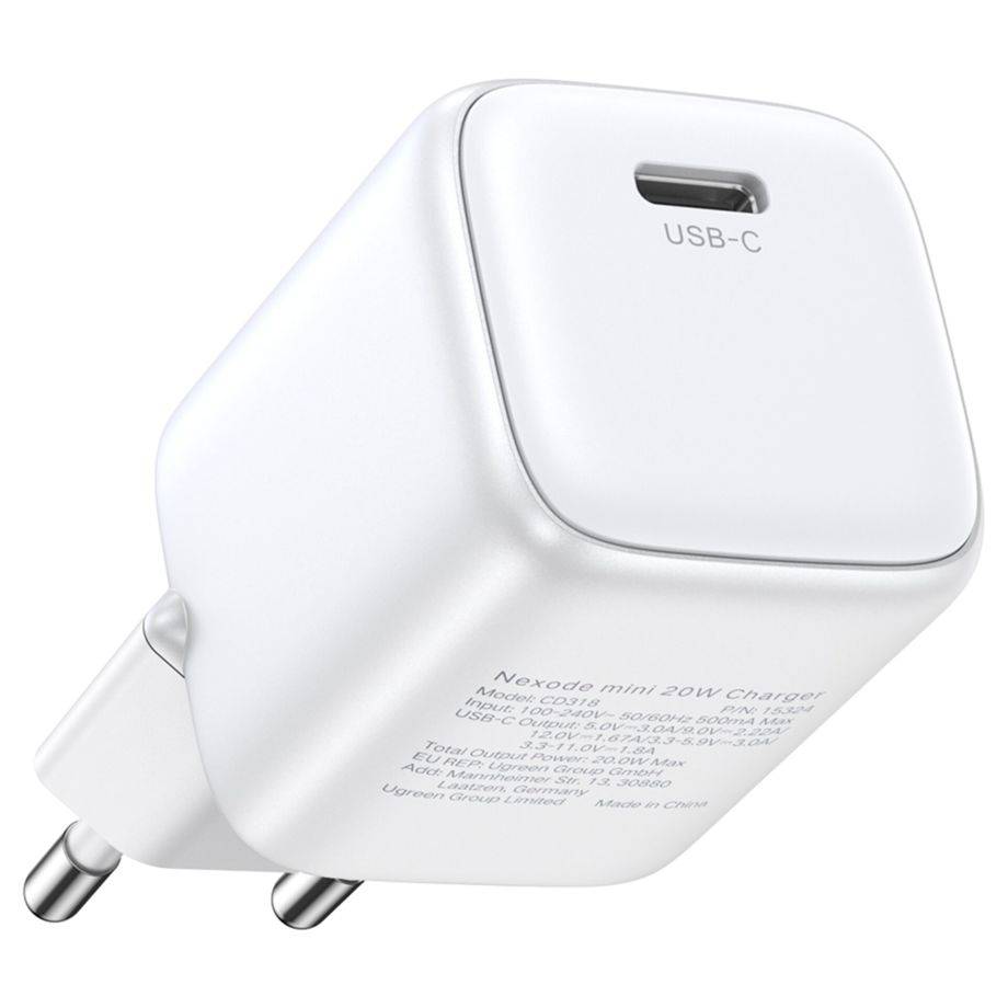 Ugreen Nexode mini CD318 15324 GaN 20W USB-C PD 3.0 / QC 4.0 network charger - white-1