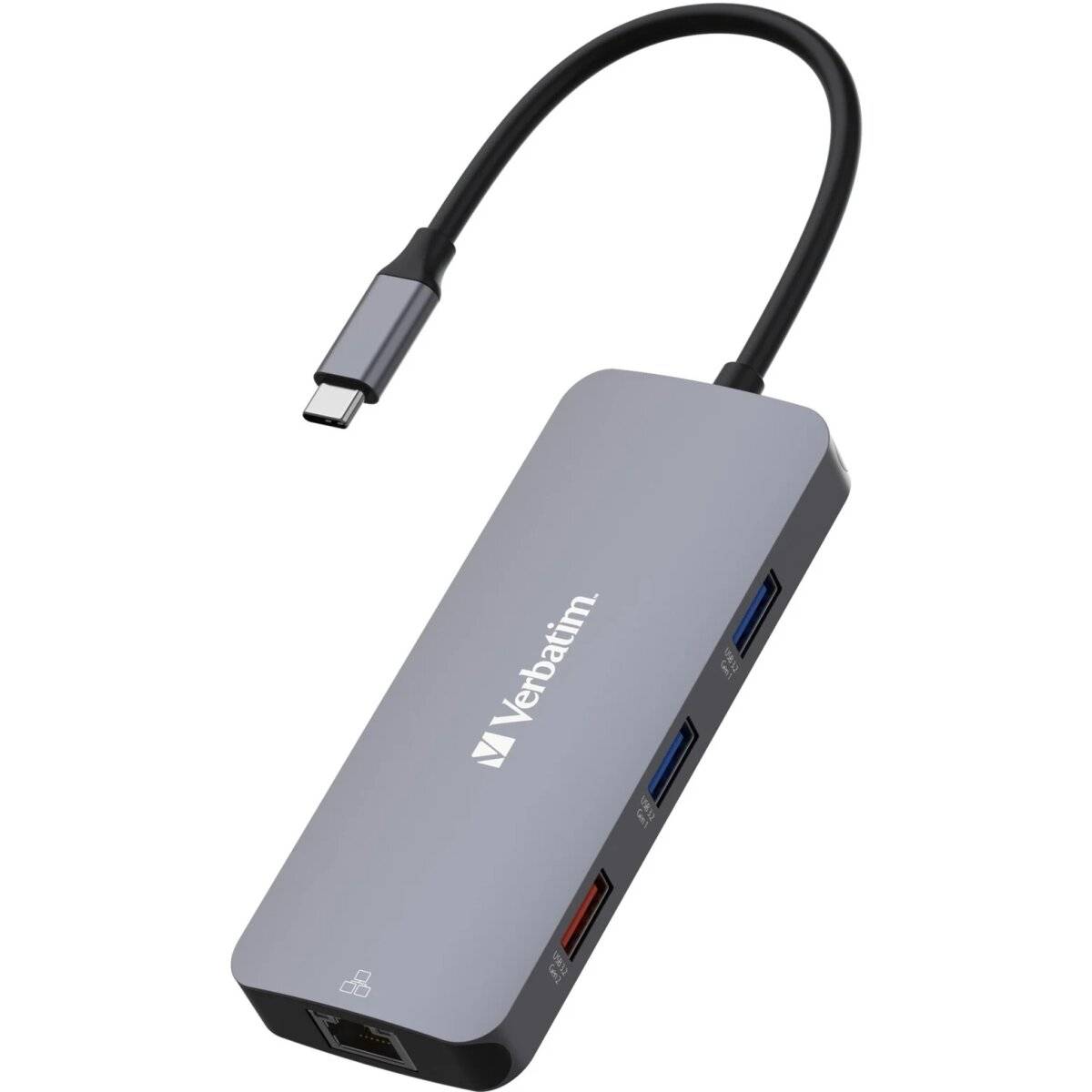 Hub multiporta USB-C Verbatim CMH-09, 9 porte, 3x USB 3.2-A, 2x USB 3.2-C, HDMI 4K, RJ45, SD, microSD, cavo USB 3.1-C-0