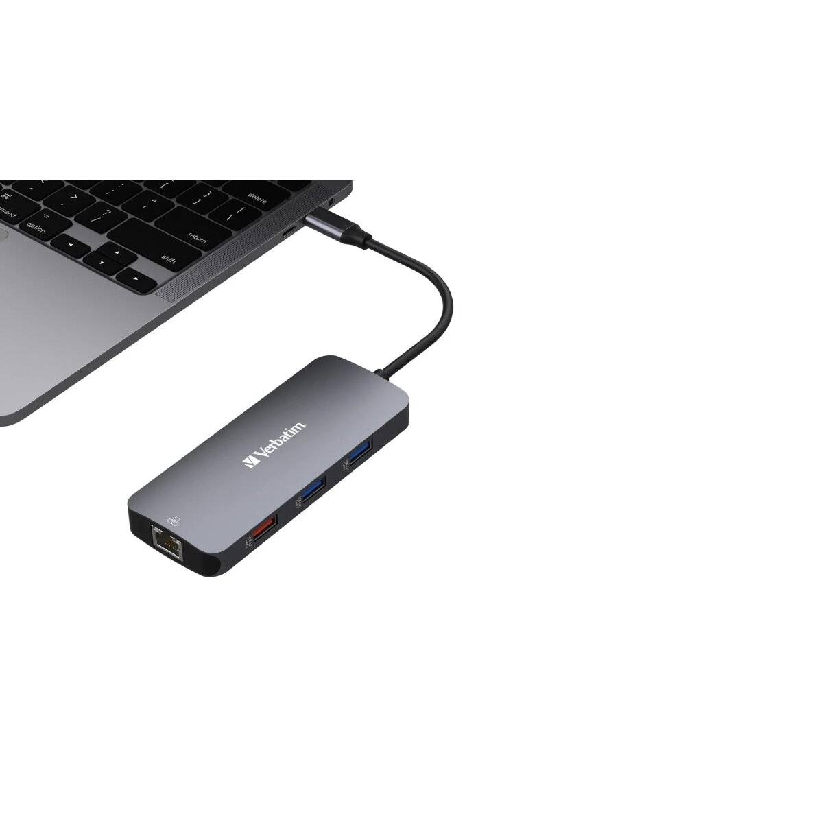 Hub multiporta USB-C Verbatim CMH-09, 9 porte, 3x USB 3.2-A, 2x USB 3.2-C, HDMI 4K, RJ45, SD, microSD, cavo USB 3.1-C-4
