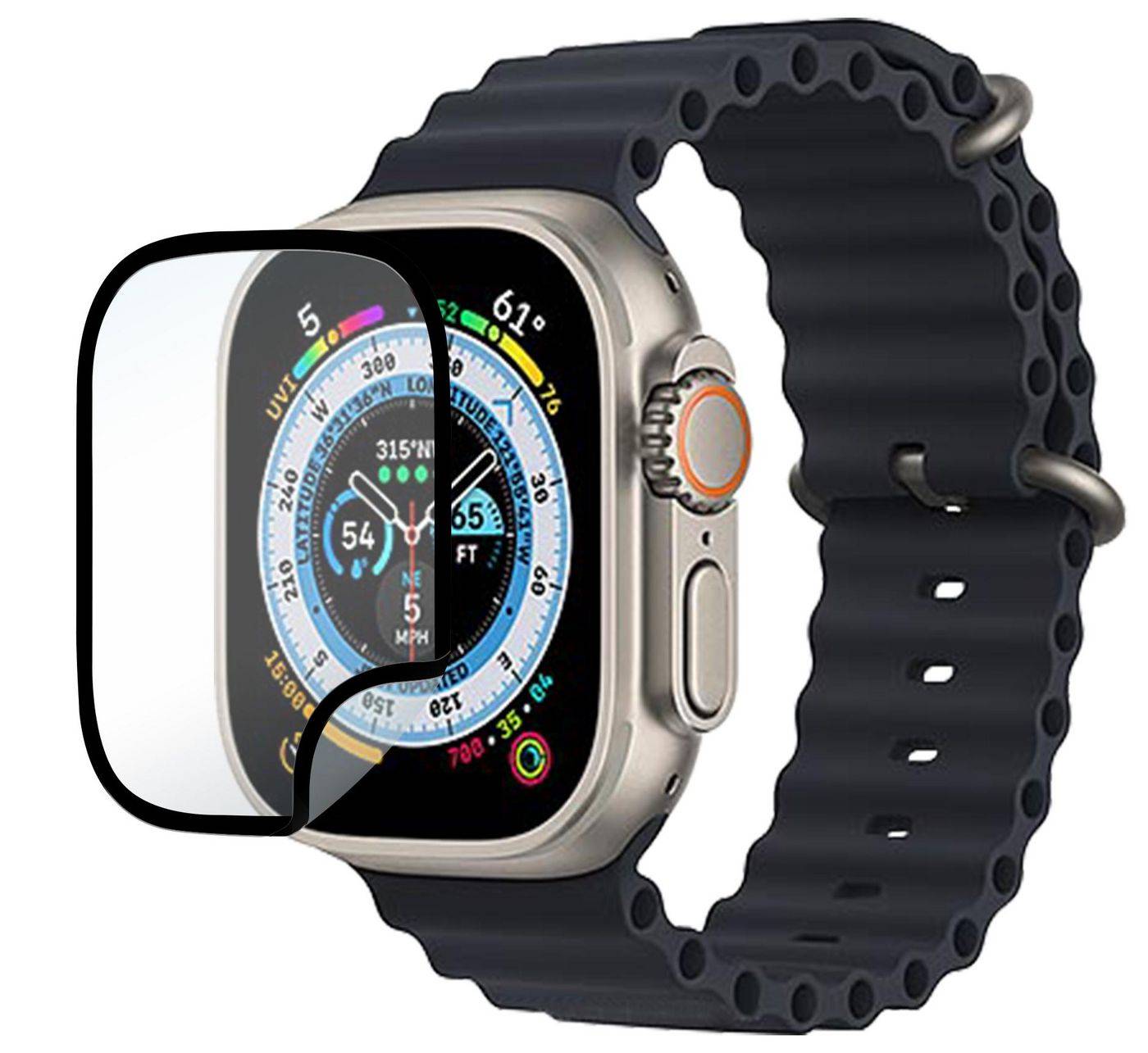 Flexible Hybrid Glass Screen - Protector Apple Watch Ultra - Clear/Black-0