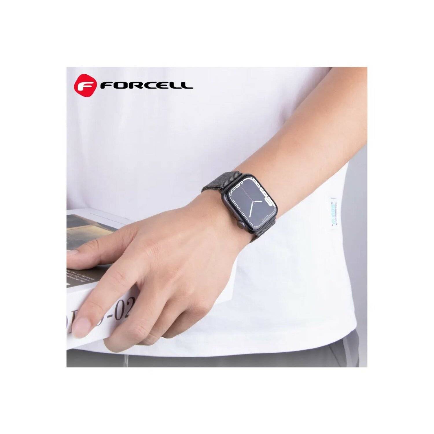 Forcell F - Design Band kompatibel mit Apple Watch 38/40/41 mm Silber-1