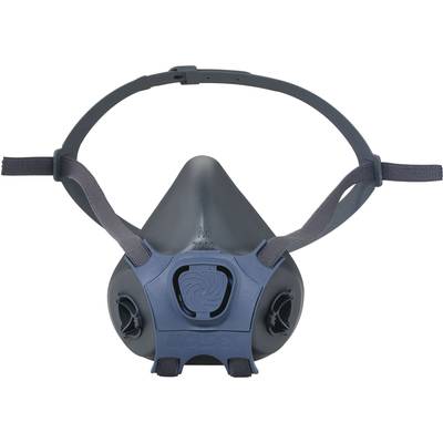 Maschera respiratoria con fascia per la testa e valvola di espirazione, grigio scuro.