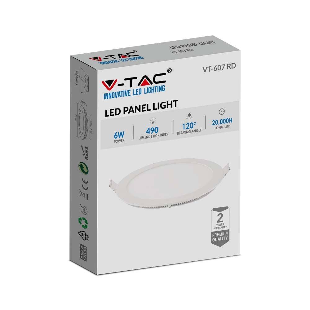 V-TAC VT-607RD-N 214854 Pannello LED da incasso ERP: G (A - G) 6 W Bianco caldo Bianco naturale-3