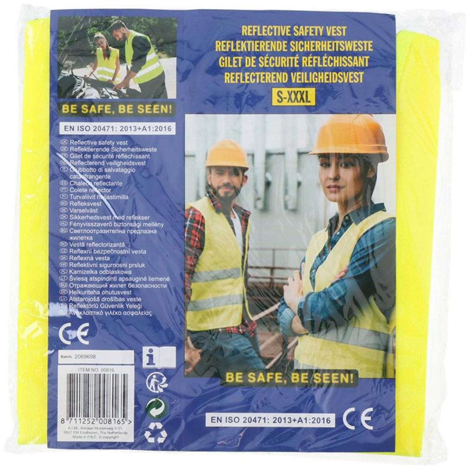 Lifetime - gilet di sicurezza riflettente taglia universale in giallo realizzato in poliestere-1