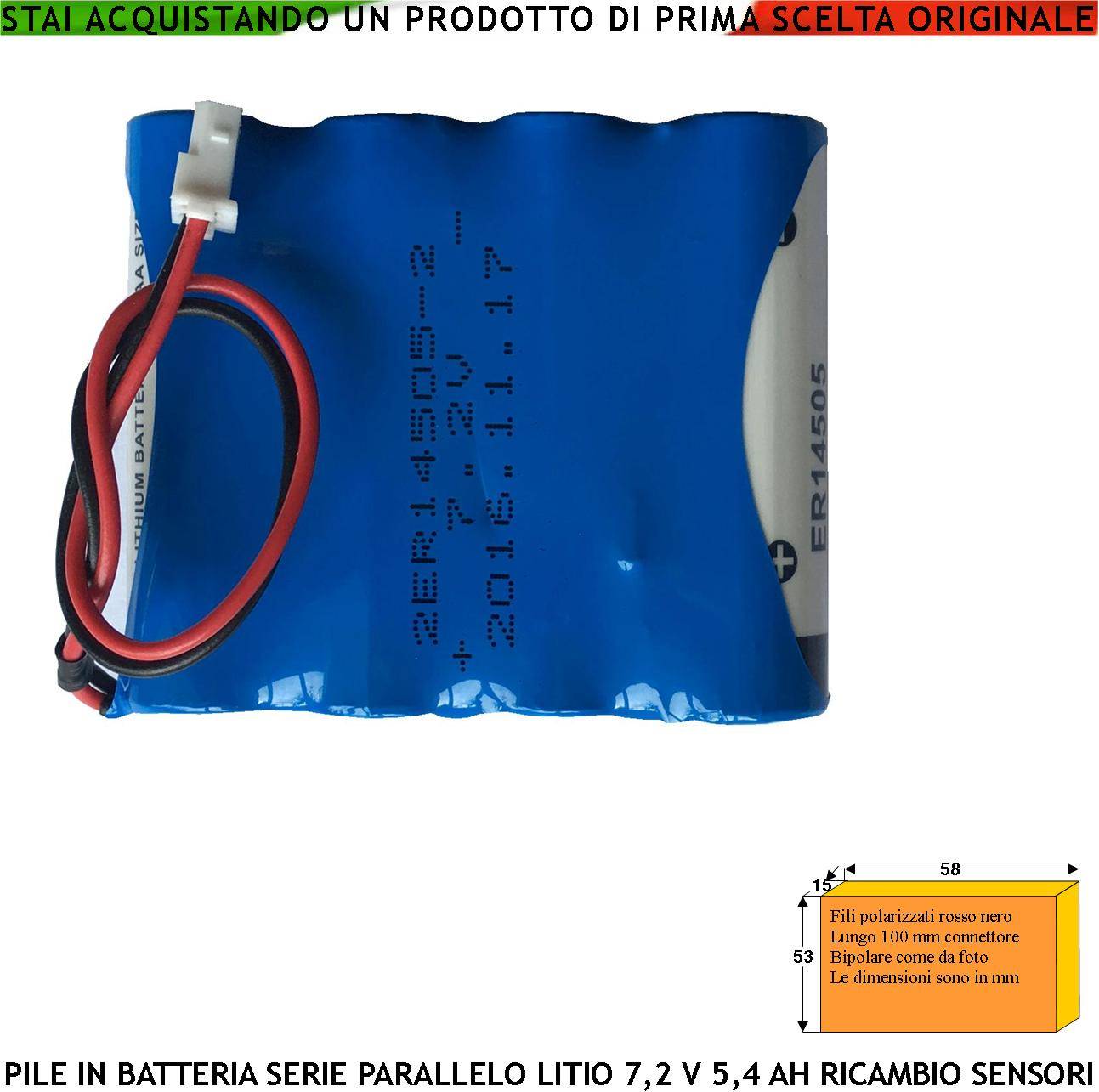 Pacco 4 Pile ER14505H litio Non Ricaricabili in Batteria Uscita 7,2 V 5,4 Ah Connettore Polarizzato Ricambio Sirena Se-0