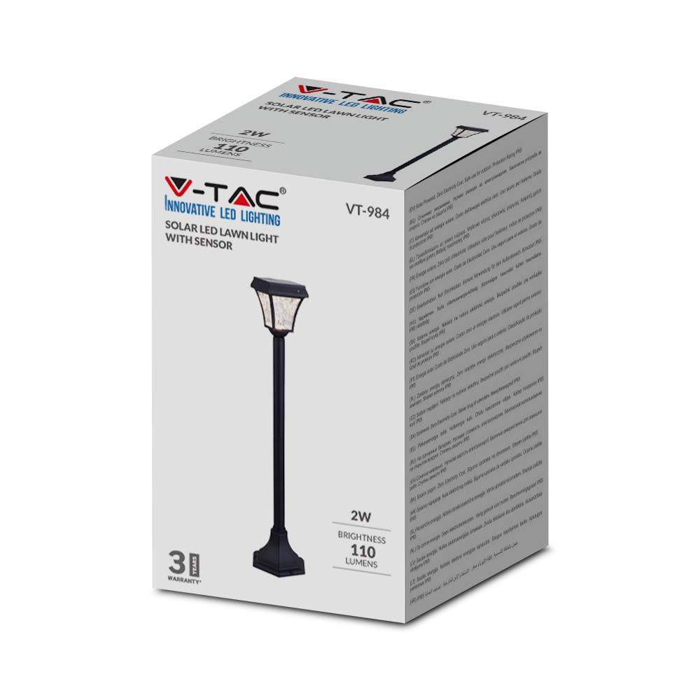 V-TAC Paletto LED Solare da Esterno Chip Samsung 2W 940mm Nero 3000K+6000K IP65-4