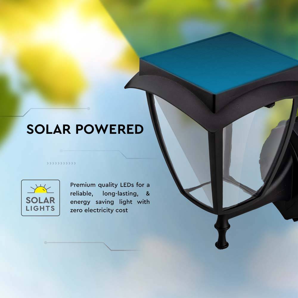 V-TAC Applique LED Solare da Esterno Chip Samsung 2W Lanterna 3000K+6000K IP65-1