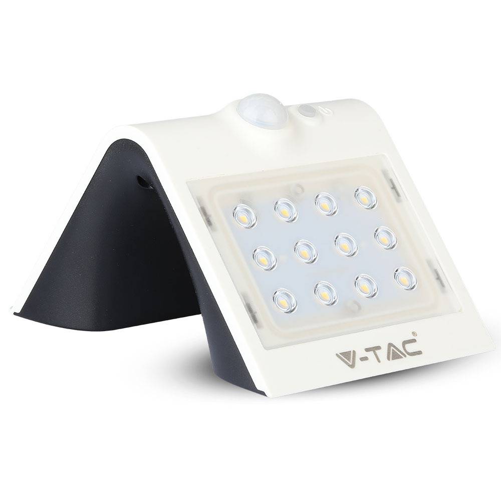 V-TAC Lampada LED Solare a Batteria 1,5W 150LM/W Sensore PIR Colore Bianco Bianco Naturale IP65-3