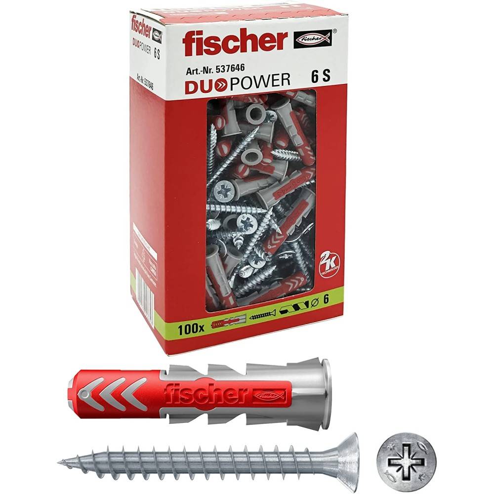 Fischer duopower 6s tassello nylon con vite da 6mm - 100pz-1