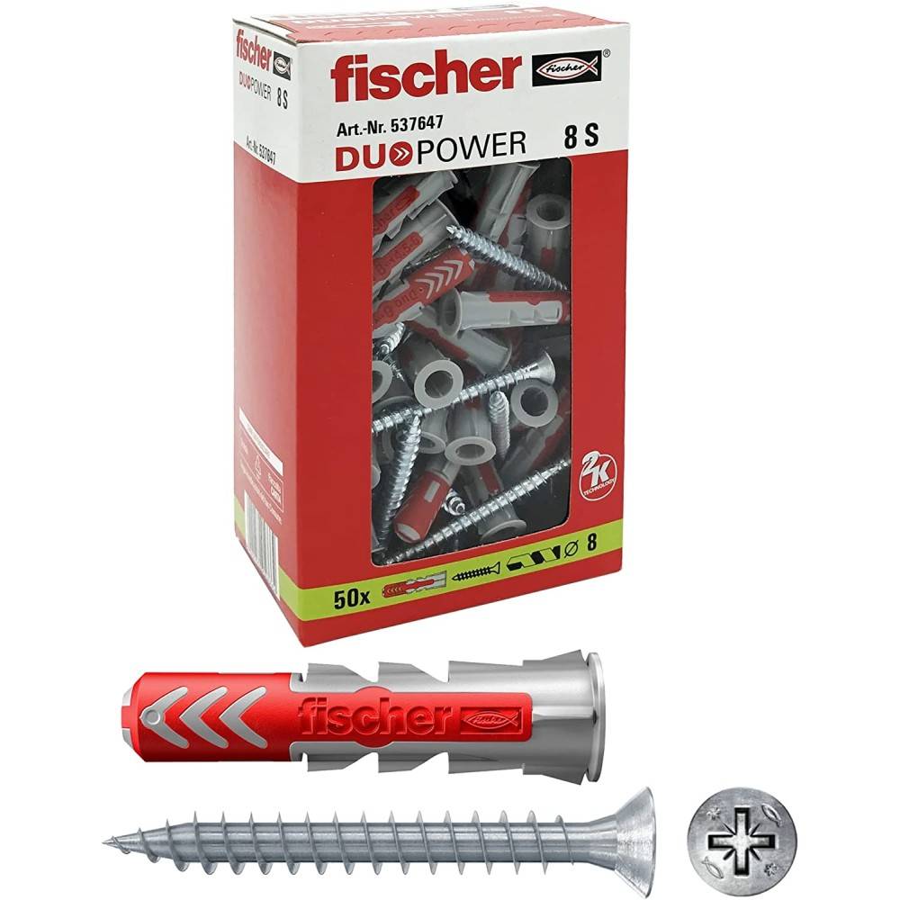 Fischer duopower 8s tassello nylon con vite da 8mm - 50pz-1