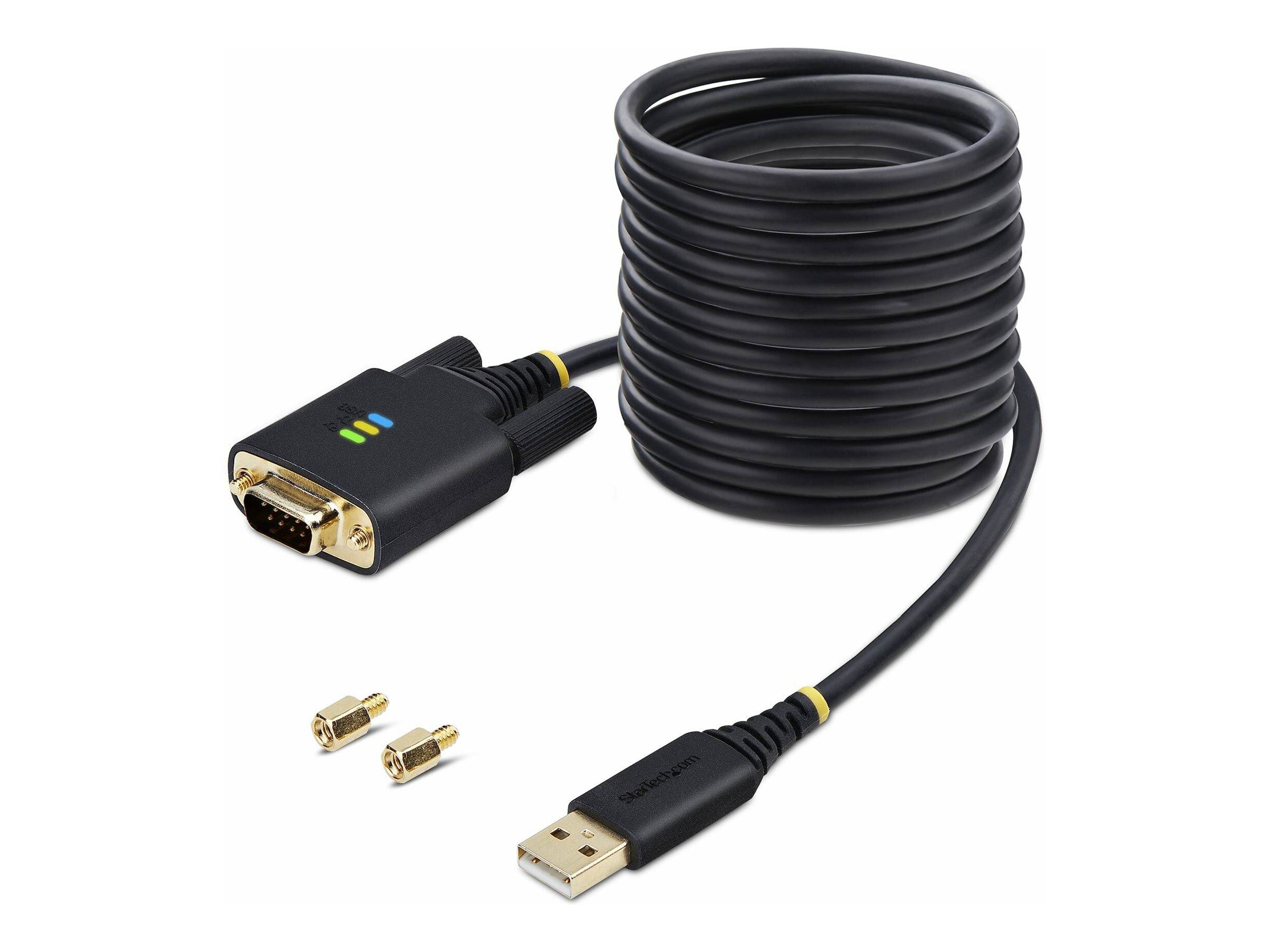 StarTech.com Cavo da USB a seriale da 3 m, ritenzione COM, viti/dadi intercambiabili, adattatore USB-A a DB9 RS232, IC-0