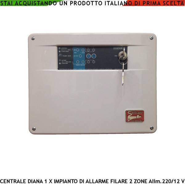 Diana 2 Zone Centrale Allarme per Impianto Antifurto Chiave Meccanica. Gestisce Sensori di Movimento Ingresso Per Tele