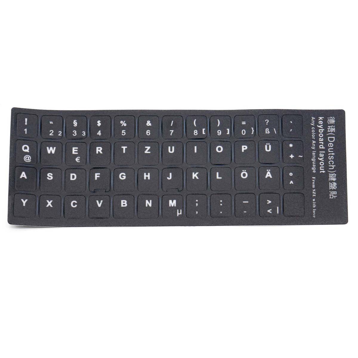 Adesivi Tastiera Neri Layout Qwertz Tedesco De Lettere Notebook Pc 13x11mm-0
