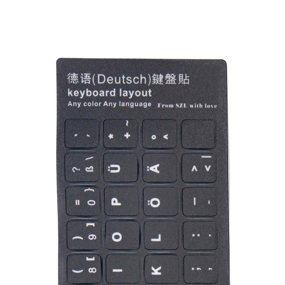 Adesivi Tastiera Neri Layout Qwertz Tedesco De Lettere Notebook Pc 13x11mm-2