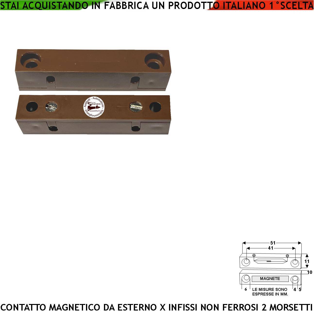 Rilevatore Magnetico da Esterno Allarme Infissi Non Ferrosi Contatto Reed Sensibilità Magnetica 13 mm Tensione Transit-0