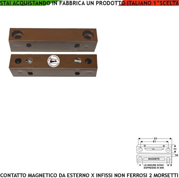 Rilevatore Magnetico da Esterno Allarme Infissi Non Ferrosi Contatto Reed Sensibilità Magnetica 13 mm Tensione Transit