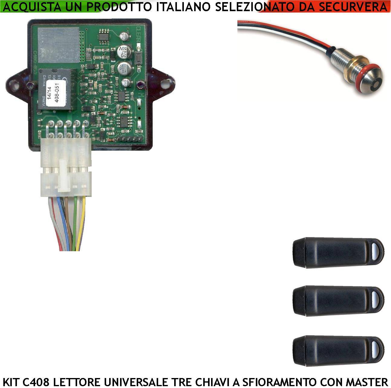 Chiave Elettronica Sfioramento Kit Elaboratore Lettore da Pannello 3 Chiavi Programmate Codice di Sicurezza 3 Miliardi-0