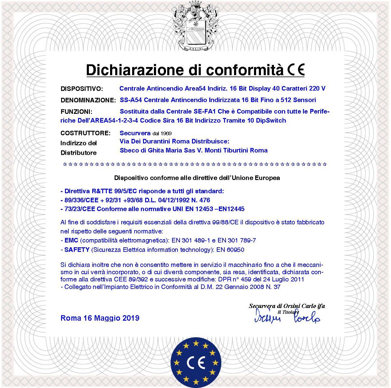 Antincendio AREA54 SIRA Centrale Aggiornamento con la Centrale Serie FAP SS-FA1 che Riconosce gli Indirizzi delle Peri-2