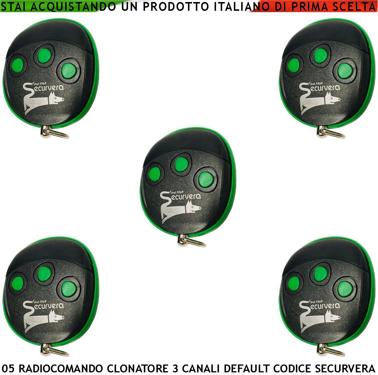 Duplicatore Radiocomando 3 canali 5 Telecomandi Frequenza 433,92 MHz Potenza Trasmessa 1 mW Codifica di Sicurezza in d-0