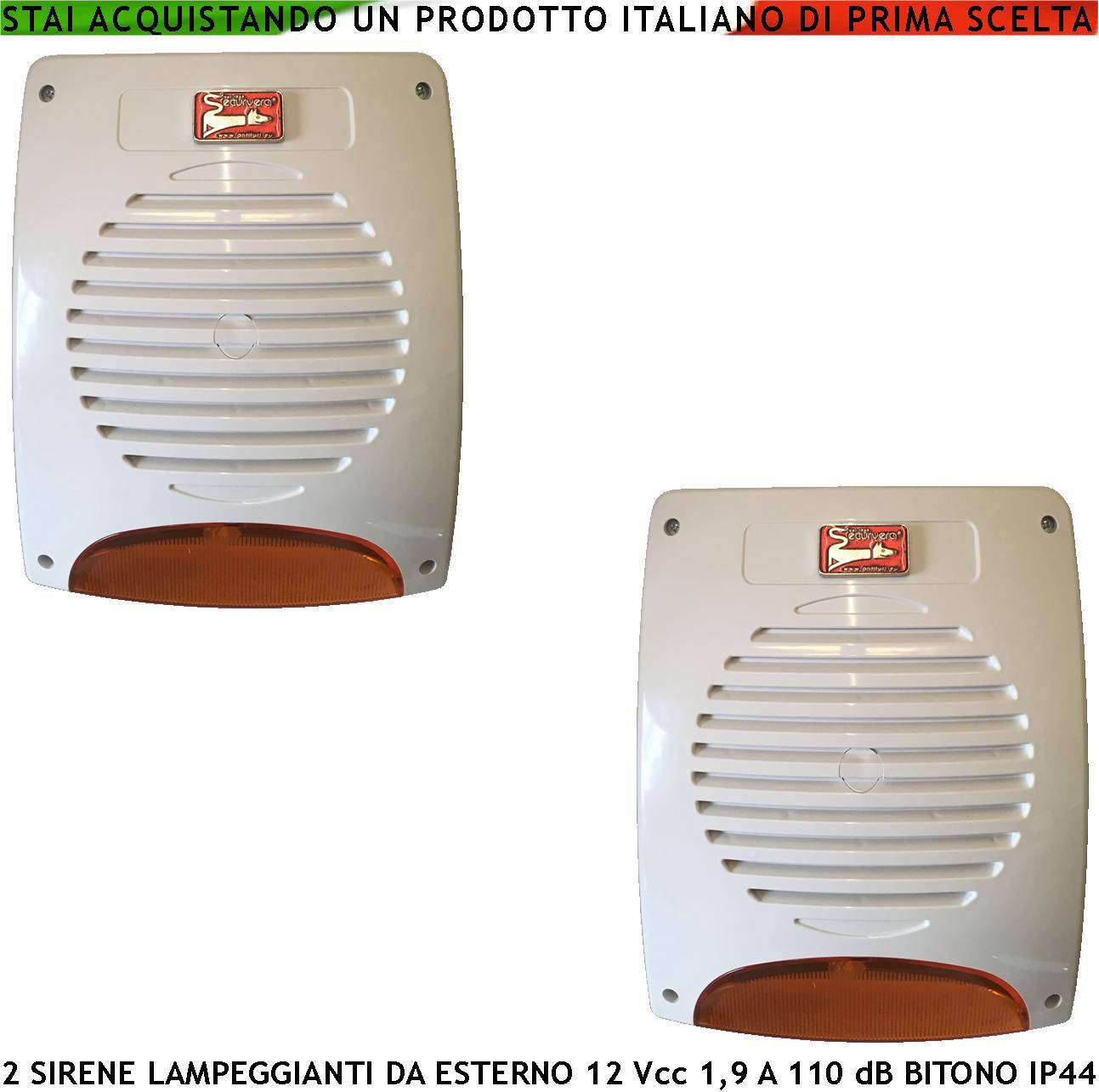 Sirena Lampeggiante a Led Antifurto da Esterno 2 Pezzi Melodia Bitono Frequenza A/B 1724 ± 2475 Hz 110 dB Alimentazion-0