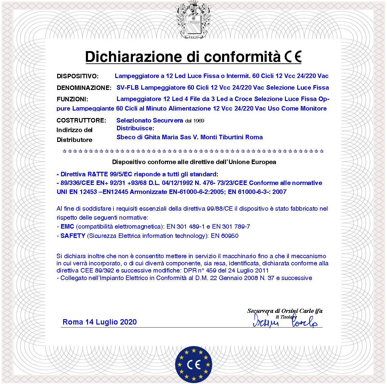 Lampeggiatore 12 Led 4 File da 3 Led a Croce Selezione Luce Fissa Oppure Lampeggiante 60 Cicli al Minuto Alimentazione-3