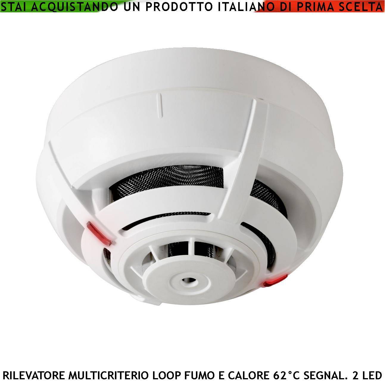 RILEVATORE DI FUMO E TEMPERATURA ANTINCENDIO MULTICRITERIO LOOP 2 LED USCITA OC 14 MA SEGNALAZIONE REMOTA-0