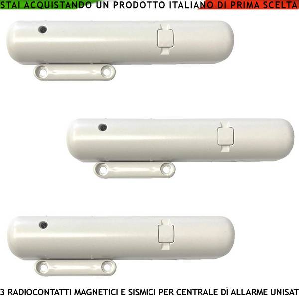 Sensore Magnetico Wireless 3 Pezzi Incorpora Sismico 2 Ingressi per Rilevatori Remoti Autonomi Contaimpulsi Regolabili
