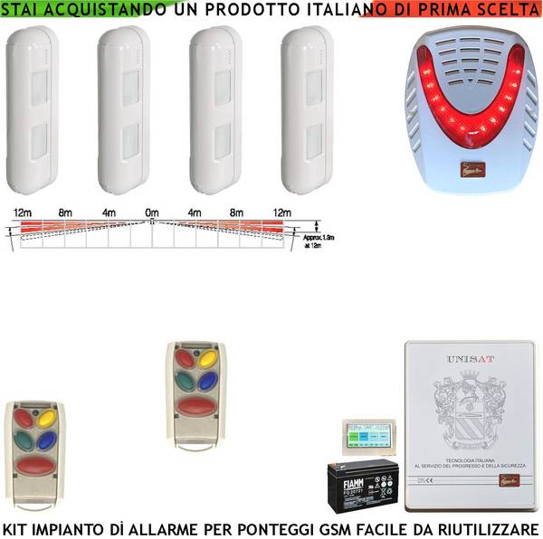 Impianto Antifurto Ponteggi Innocenti GSM GPRS Protegge Campate di Pareti in Ristrutturazione Protegge i 4 Lati da 24
