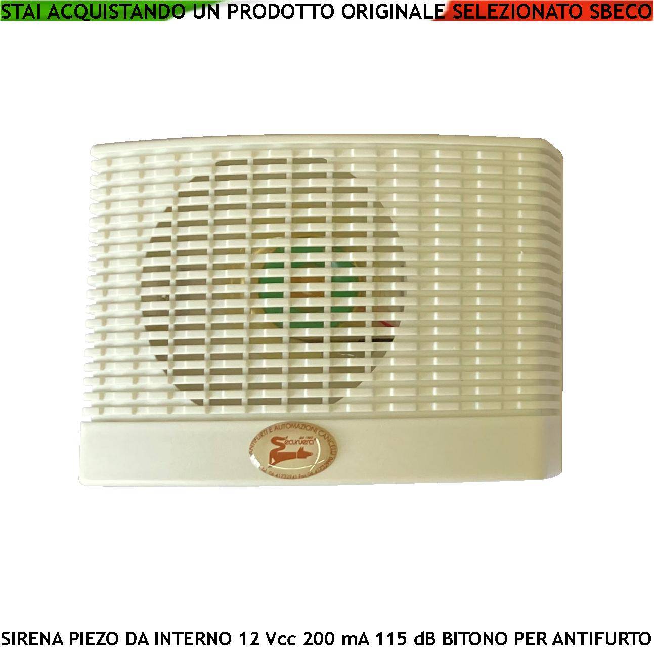 Sirena Trasduttore Piezoelettrico Per Antifurto Fissaggio a Parete Interna Melodia Bitonale da 1500/4000 Hz 115 dB Ali-0