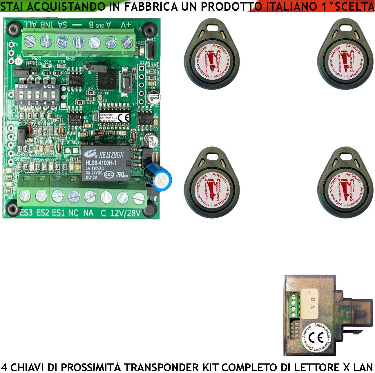 Chiave di Prossimità Lettore Universale LAN RJ45 Qualsiasi Marca 4 Trasponder Uscita Relè C.NC.NA 1AX24V Funzione Impu-0