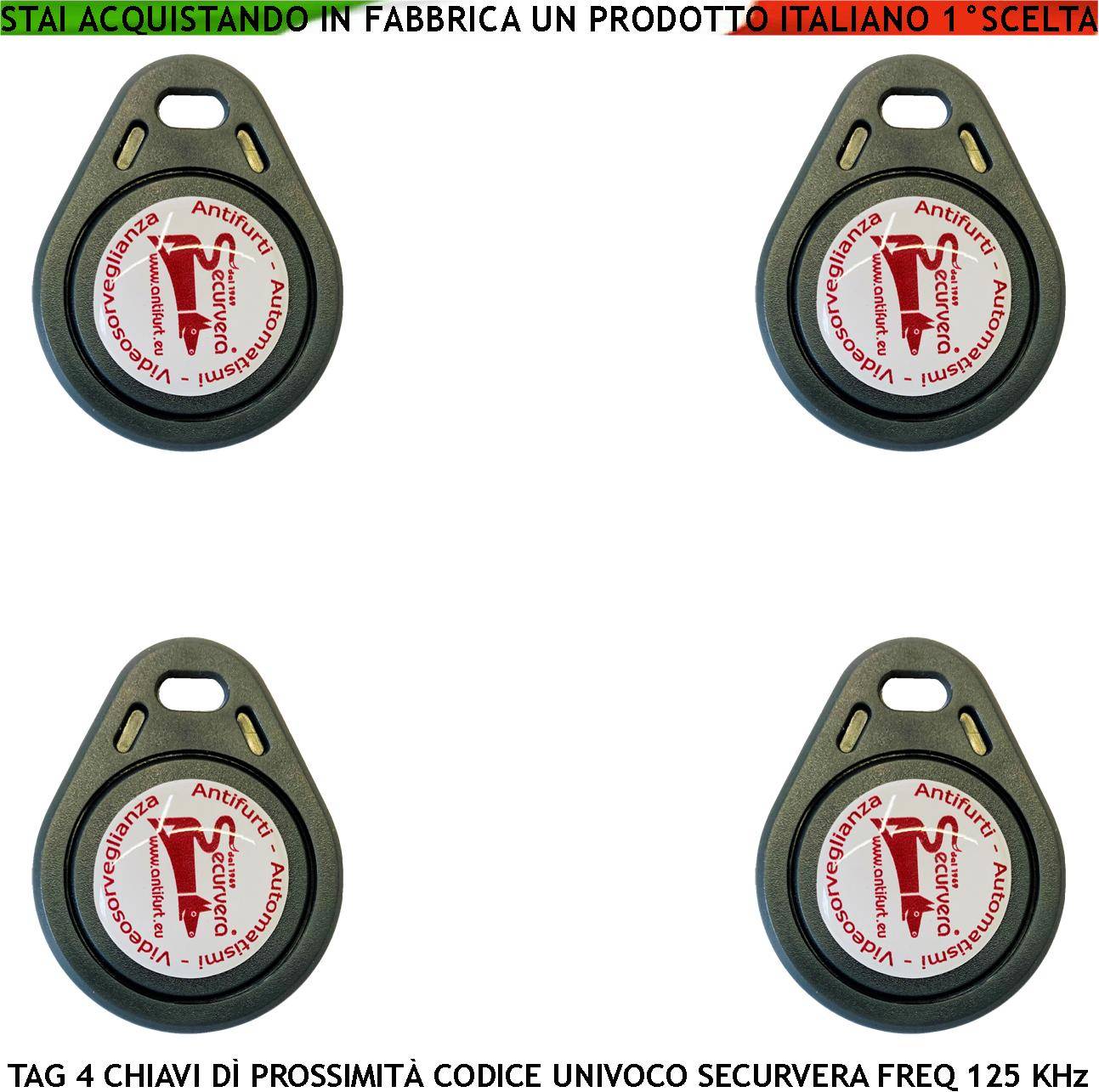 Chiave di Prossimità 4 Trasponder Alta Sicurezza Codice di Base Securvera Univoco EM-4100 Frequenza di Lavoro 125 KHz-0