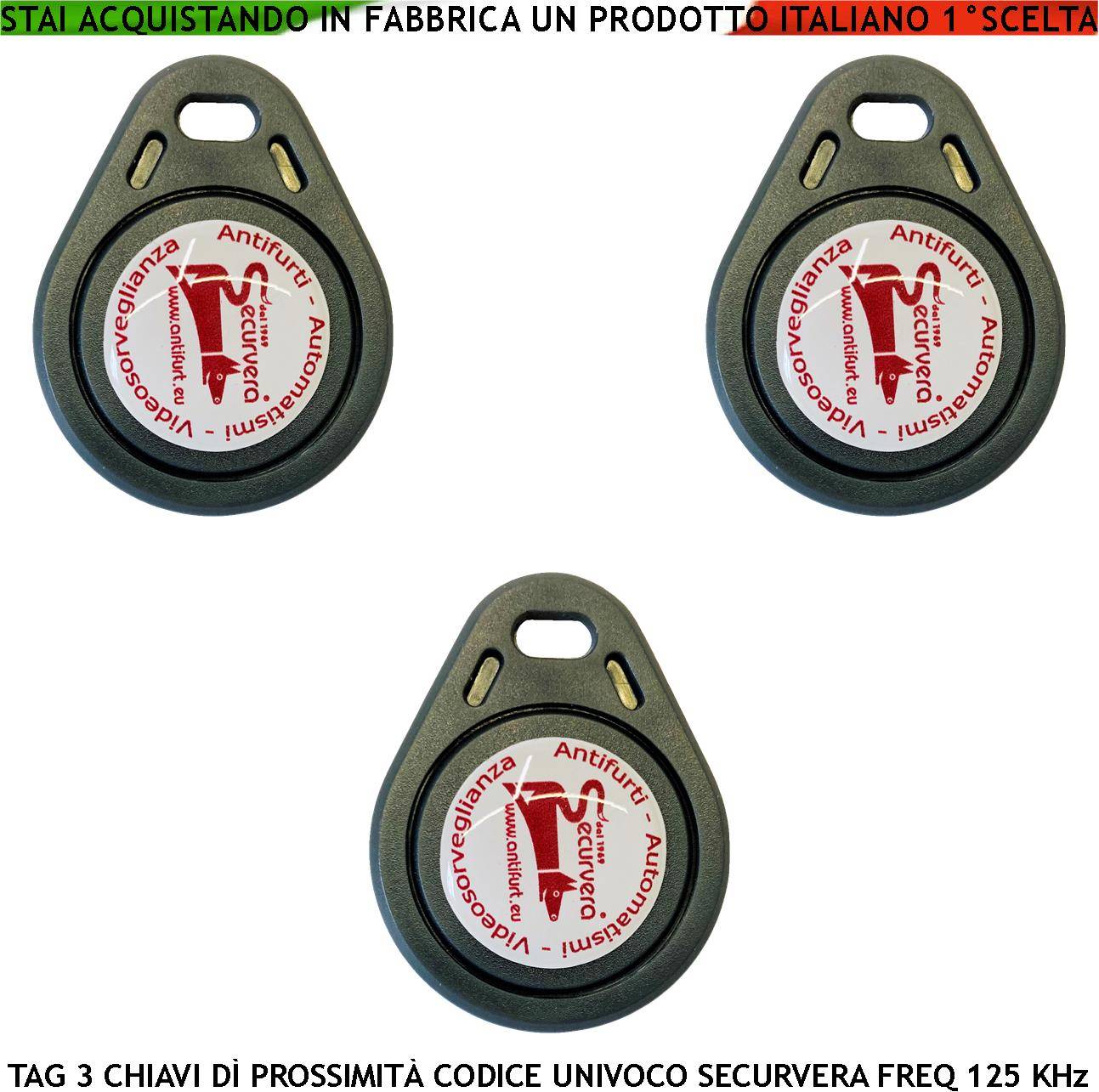 Chiave Tre Trasponder di Prossimità RFID Alta Sicurezza Codice Base Univoco Securvera EM-4100 Frequenza di Lavoro 125-0