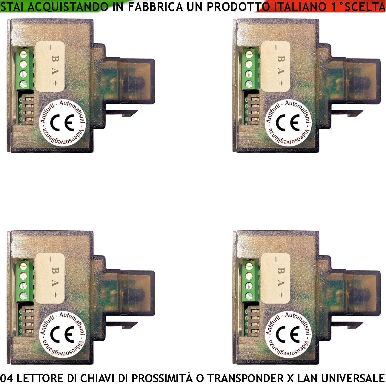 Moduli RJ45 LAN 4 Lettori Chiavi di Prossimità Trasponder RIFD da Inserire su Presa 501-503 Universale di Qualsiasi Ma-0