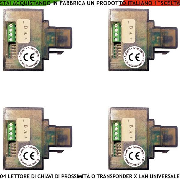 Moduli RJ45 LAN 4 Lettori Chiavi di Prossimità Trasponder RIFD da Inserire su Presa 501-503 Universale di Qualsiasi Ma