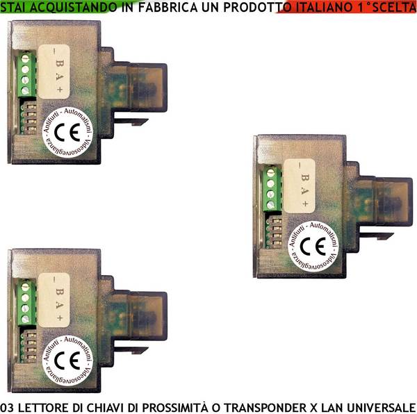 Inseritori 3 Lettori Chiavi di Prossimità Trasponder RIFD RJ45 da Inserire su Presa LAN Modulo 501-3 Universale Qualsi