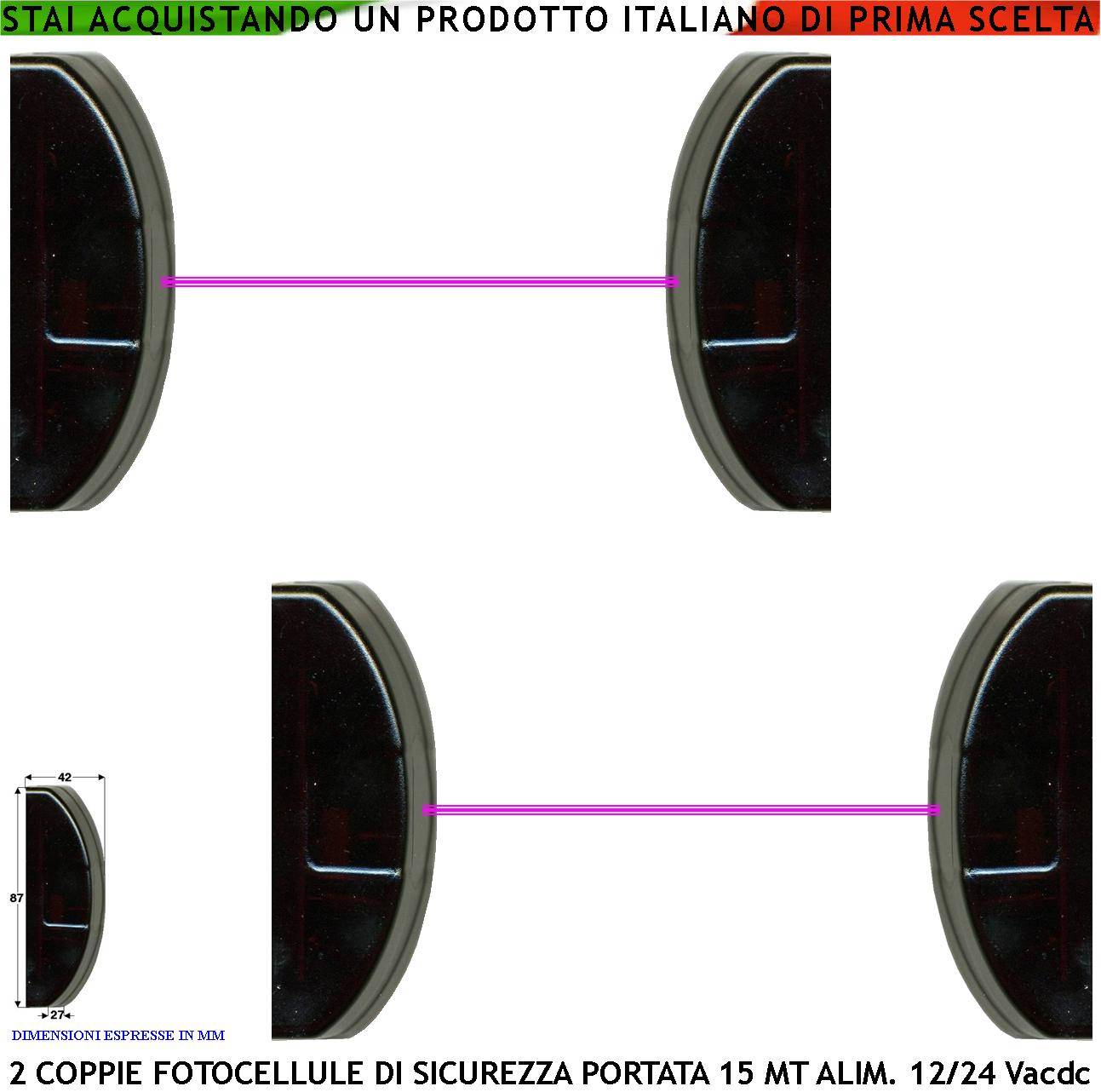 Fotocellule Sicurezza e Controllo Cancello Elettrico Automatico 2 Coppie TX e RX Cellula130 Portata 15 Metri Montaggio-0