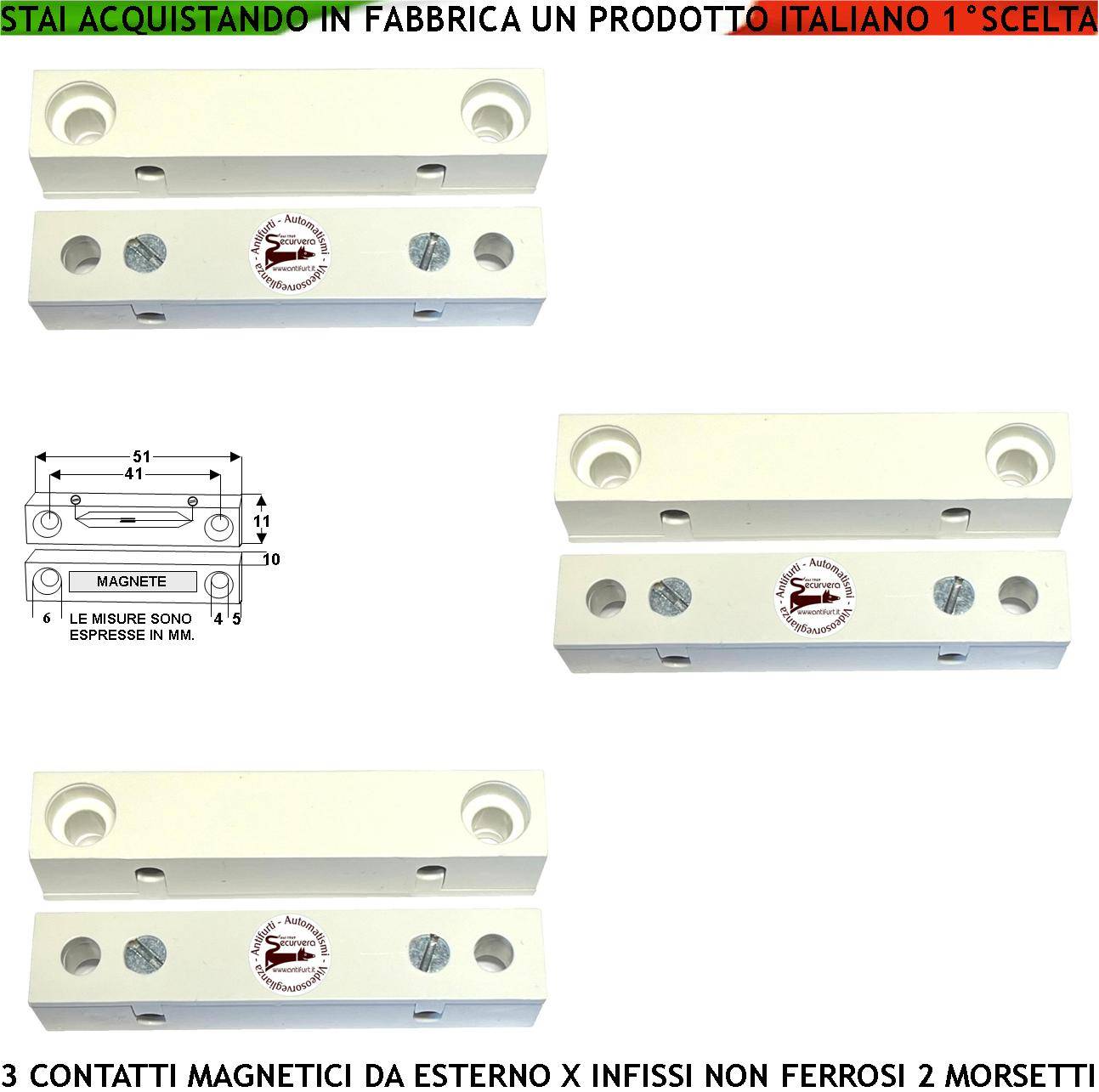 Contatto Magnetico da Esterno Tre Pezzi Sensore Reed Uscita NC Antifurto Sensibilità Magnetica 13 mm Tensione Transito-0